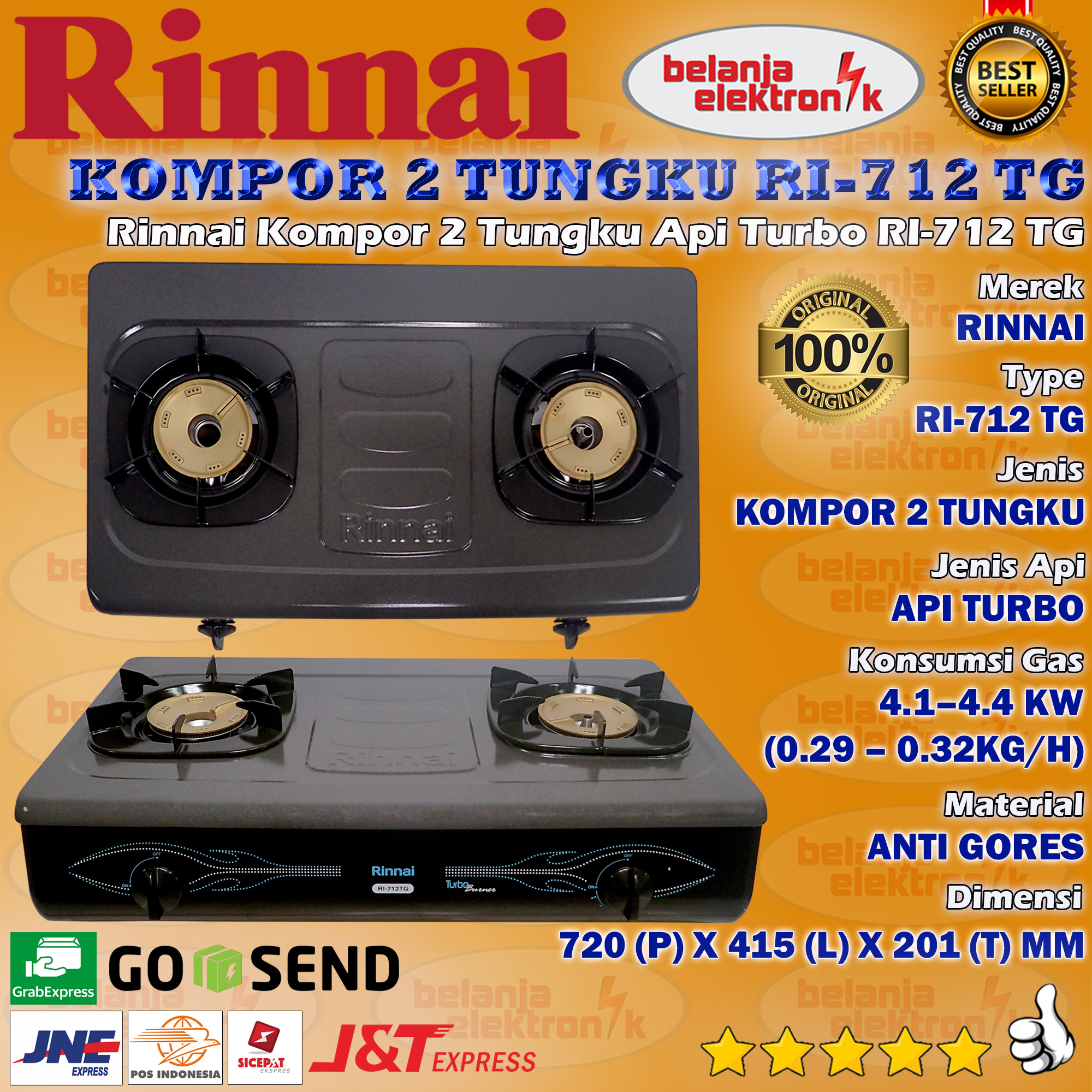 Rinnai Kompor Gas 2 Tungku Ri 712 Tg Lazada Indonesia