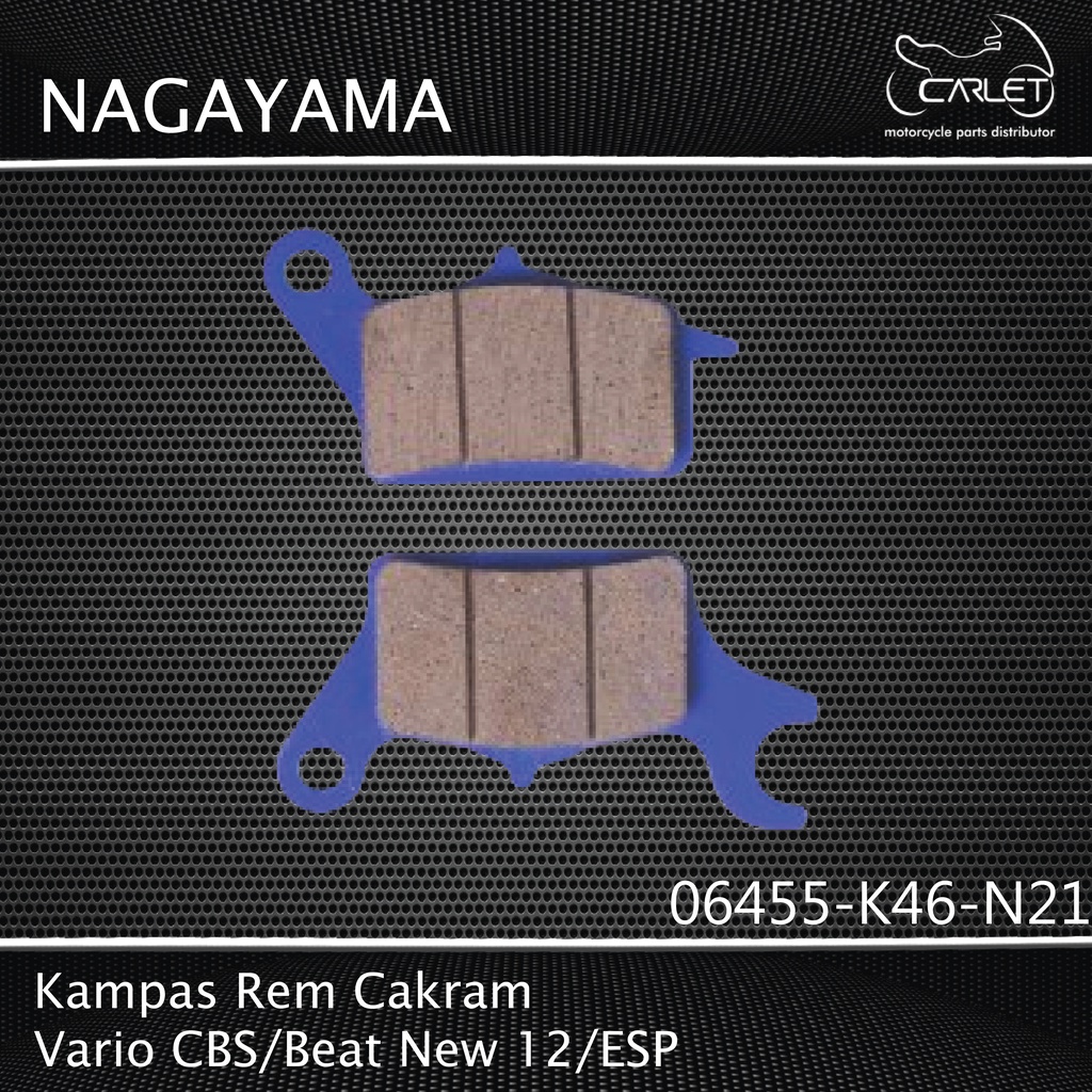 Nagayama Disc Pad Plat / Kampas Rem Cakram Vario CBS / Beat New 12 / ESP (Depan)